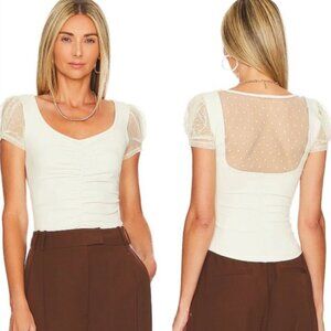 Free People Cream Puff Sleeve Top - XS